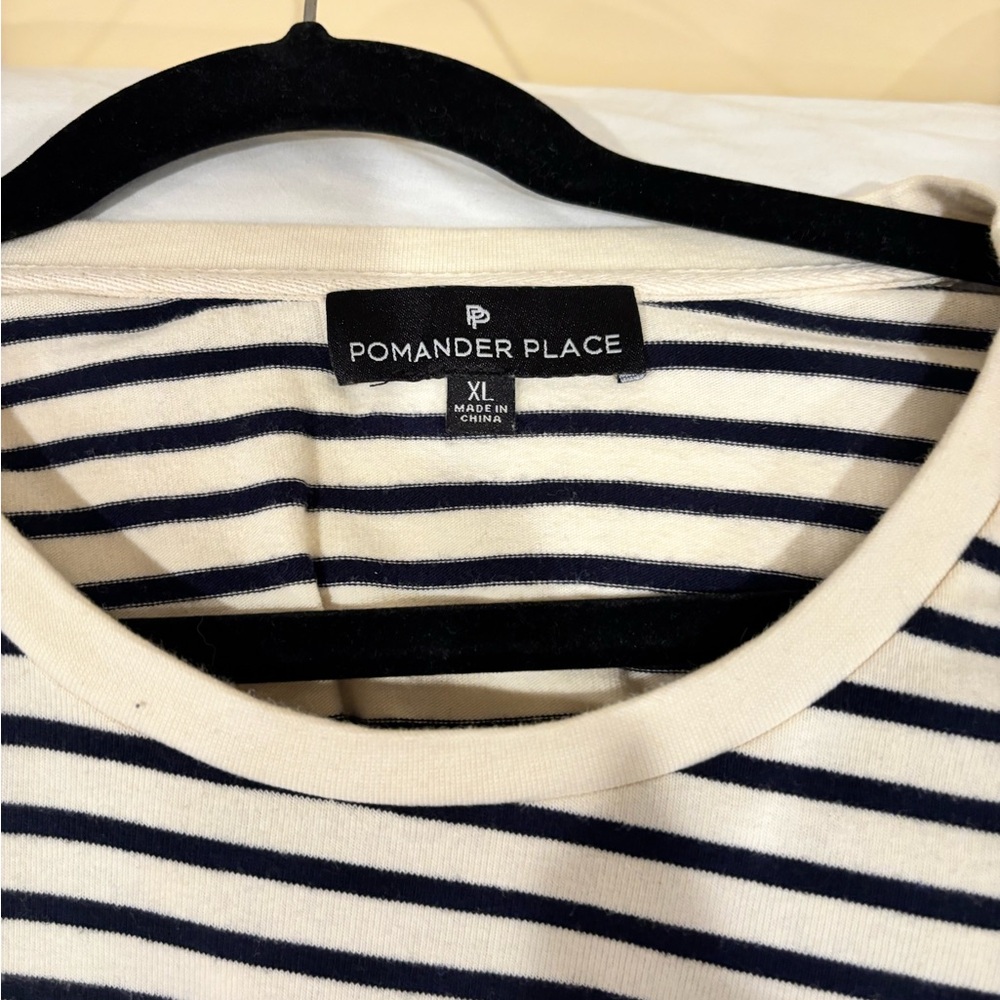 Pomander Place Navy and Cream Striped Tee